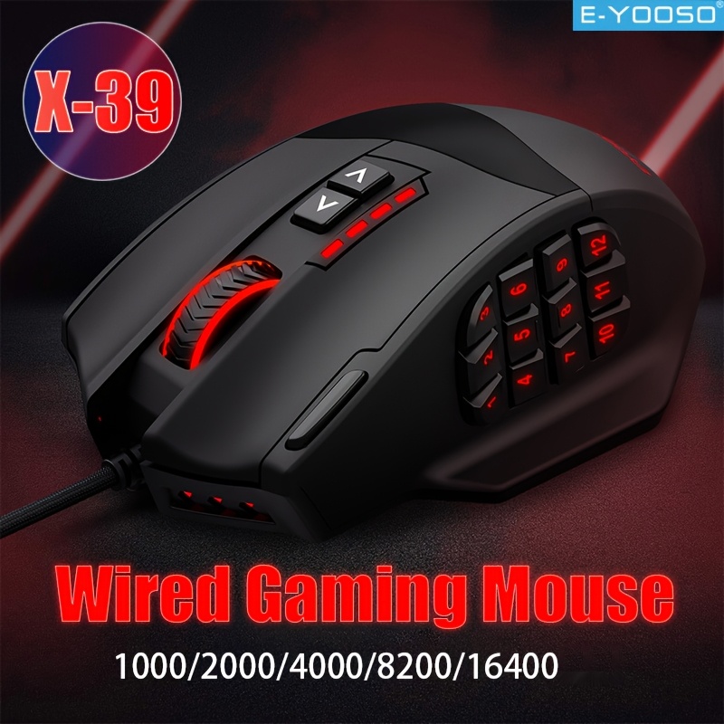 Mouse Bungee Holder - เมาส์เกมมิ่งแบบมีสาย E-YOOSO RGB รูปทรงตามหลักสรีรศาสตร์ ปรับได้ 16400
