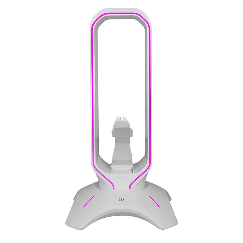 Mouse Bungee Holder - ขาตั้งหูฟังเกมมิ่ง B27B RGB สำหรับหูฟังแบบครอบหู พร้อมที่วางสายเมาส์และชั้นวางสำหรับตั้งโต๊ะ สีขาว