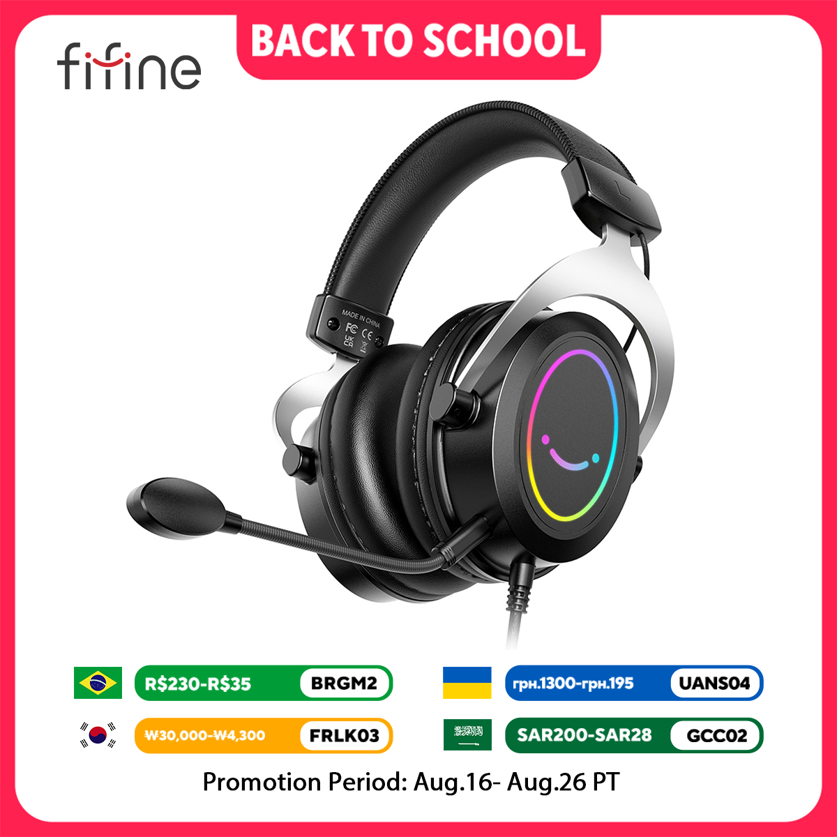 Pc Gaming Xbox Controller - FIFINE Gaming Headpset พร้อมไดนามิก RGB/MIC/In-line control,Ultra-Soft