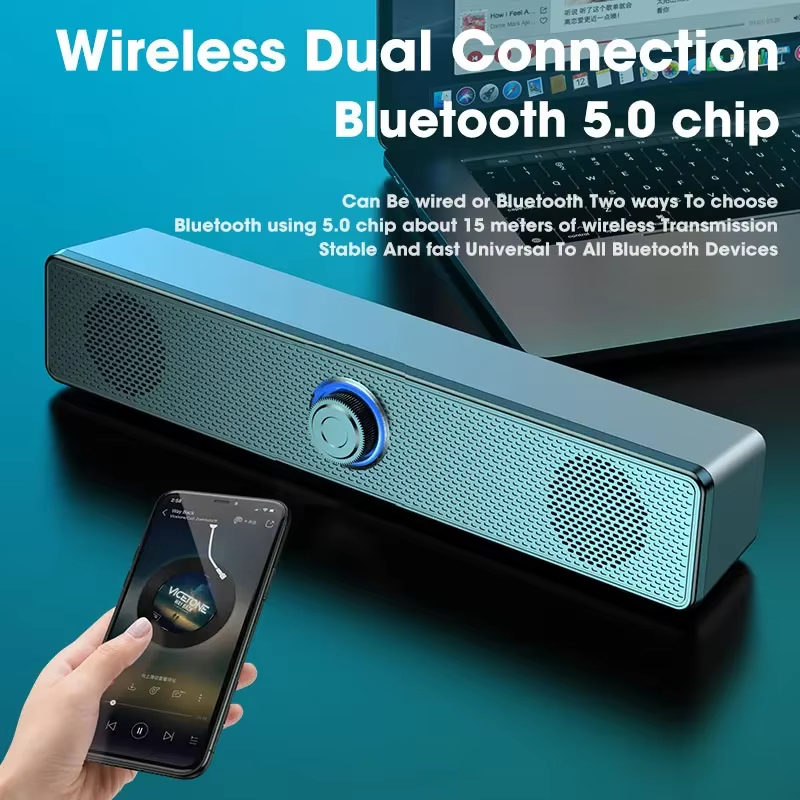 Gaming Speaker - บลูทูธ 5.0 4D ซาวด์บาร์แบบมีสายไร้สายสเตอริโอซับวูฟเฟอร์ลำโพงสำหรับ PC แล็ปท็อปคอมพิวเตอร์เกมโฮมเธียเตอร์ภาพยนตร์