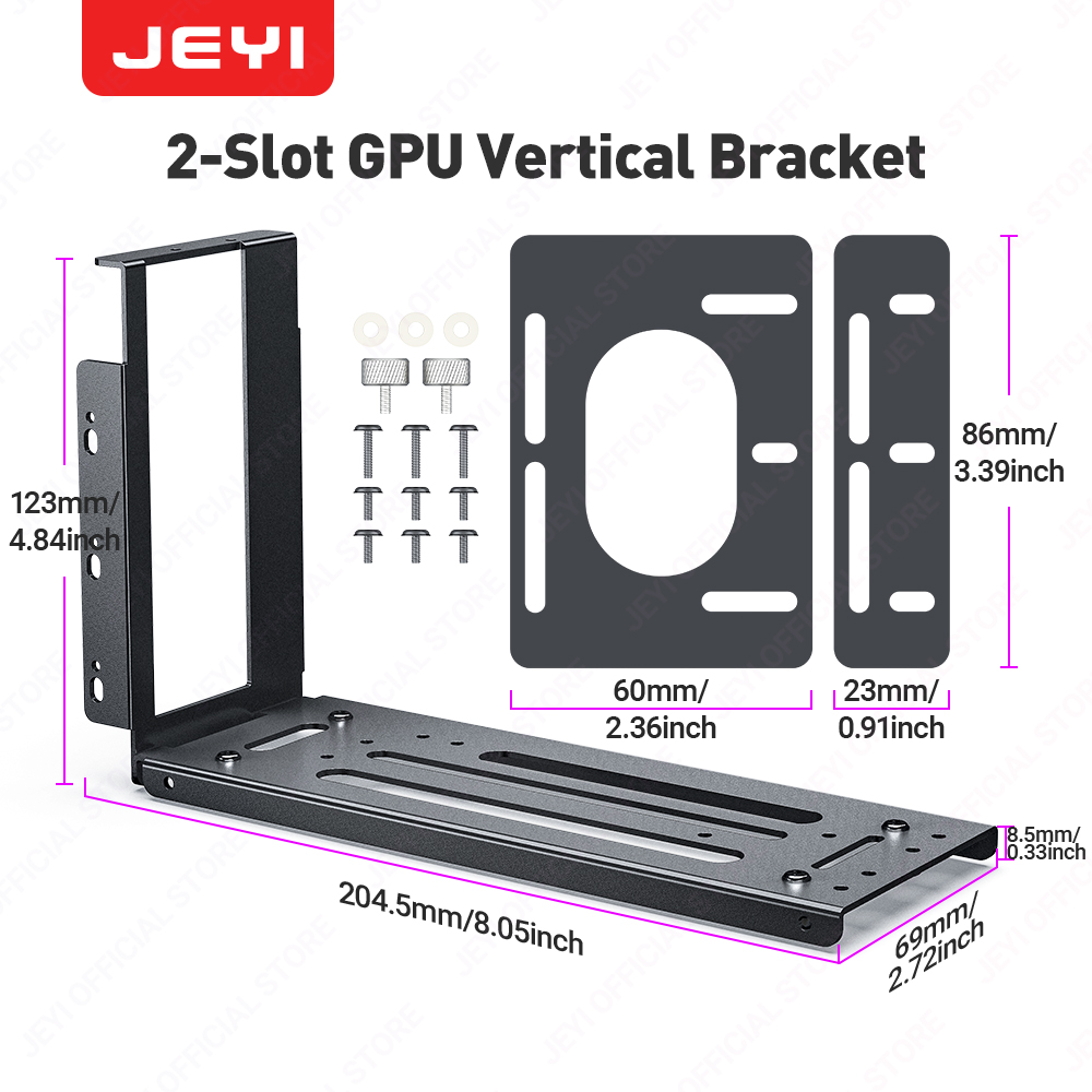 Gpu Vertical Mount - JEYI ขายึดการ์ดจอแนวตั้ง 2/3 ช่อง อลูมิเนียม รองรับสายต่อขยาย