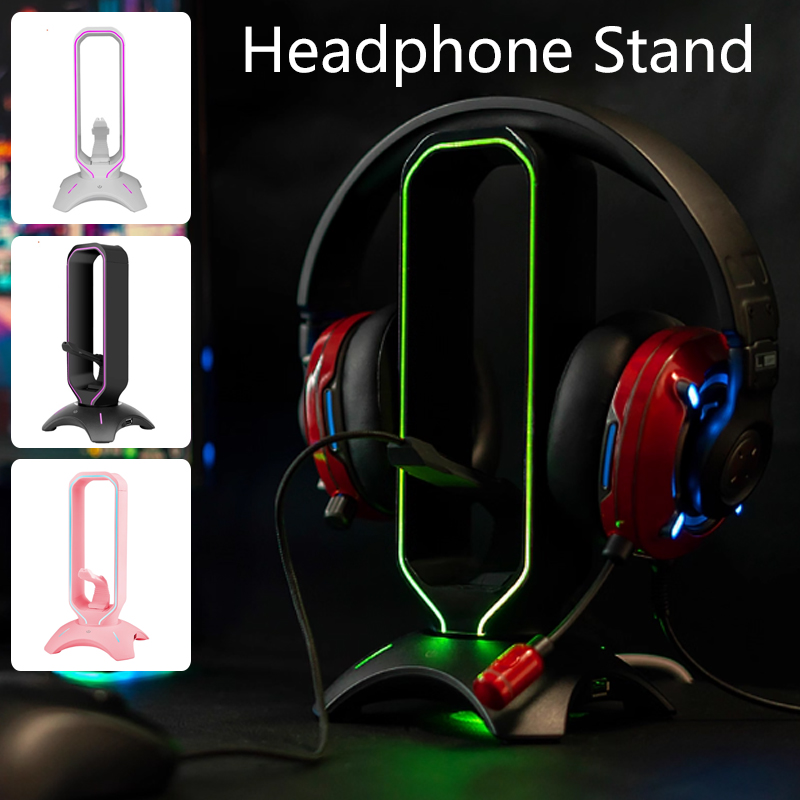 Mouse Bungee Holder - ขาตั้งหูฟังเกมมิ่ง RGB พร้อมที่เก็บสายเมาส์แบบยืดหยุ่น ที่วางหูฟังแบบครอบหู ชั้นวางหูฟังสำหรับวางบนโต๊ะ