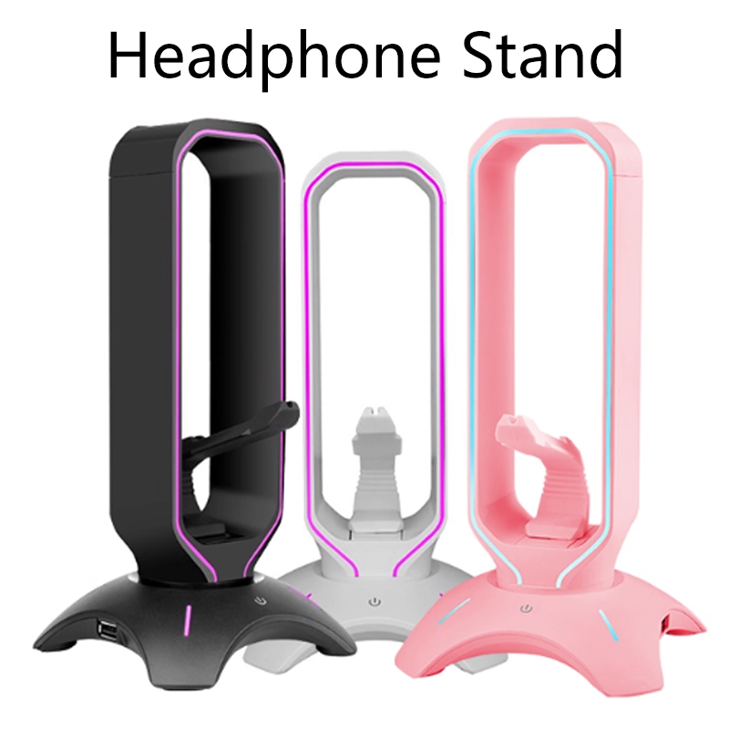 Mouse Bungee Holder - ขาตั้งหูฟัง RGB พร้อมที่ยึดสายเมาส์แบบยืดหยุ่น ขาตั้งหูฟังสำหรับเล่นเกมพร้อมพอร์ต USB 2