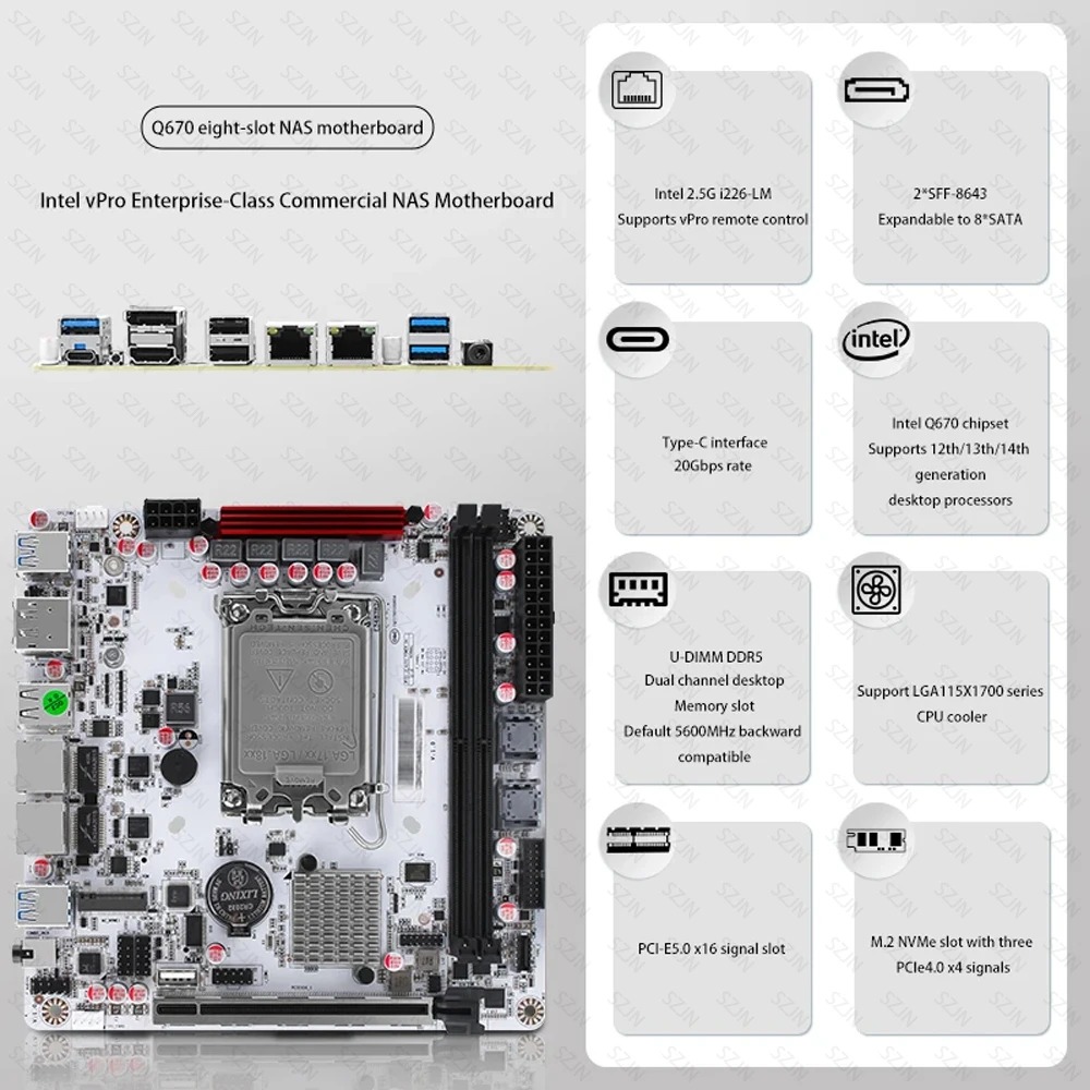 ชุดเมนบอร์ด Q670 ITX NAS รองรั - Pc Gaming I7 14Th Gen บทวิจารณ์และราคา