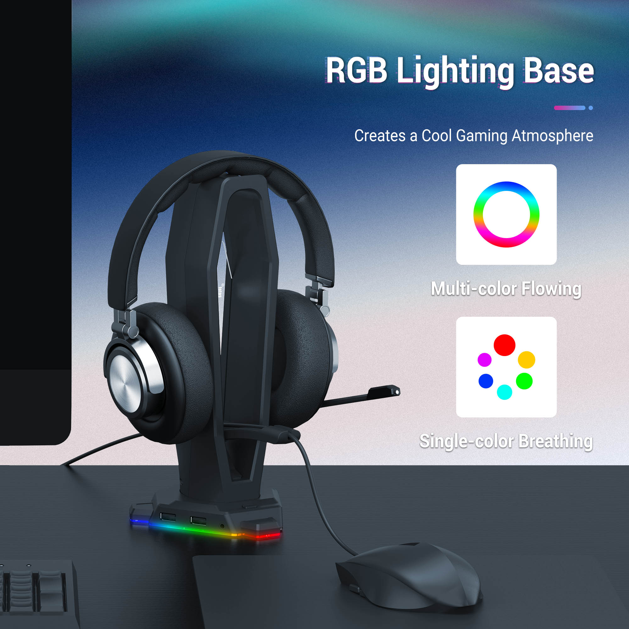 3 In 1 RGB หูฟังเกมที่แขวนหูฟั - Mouse Bungee Holder บทวิจารณ์และราคา